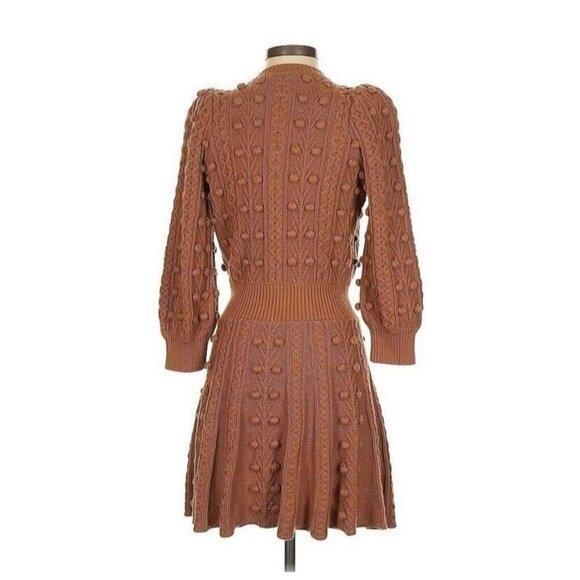 Alice and Olivia Kitty Bow Front Sweater Brown Dress XS - Picture 2 of 9